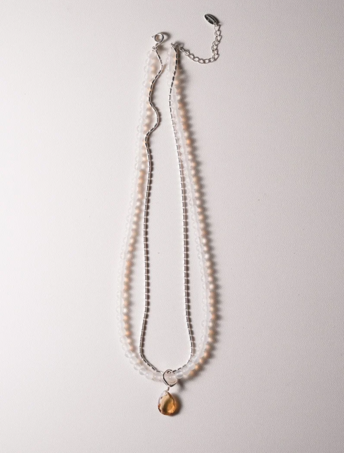 March birthstone citrine layer necklace