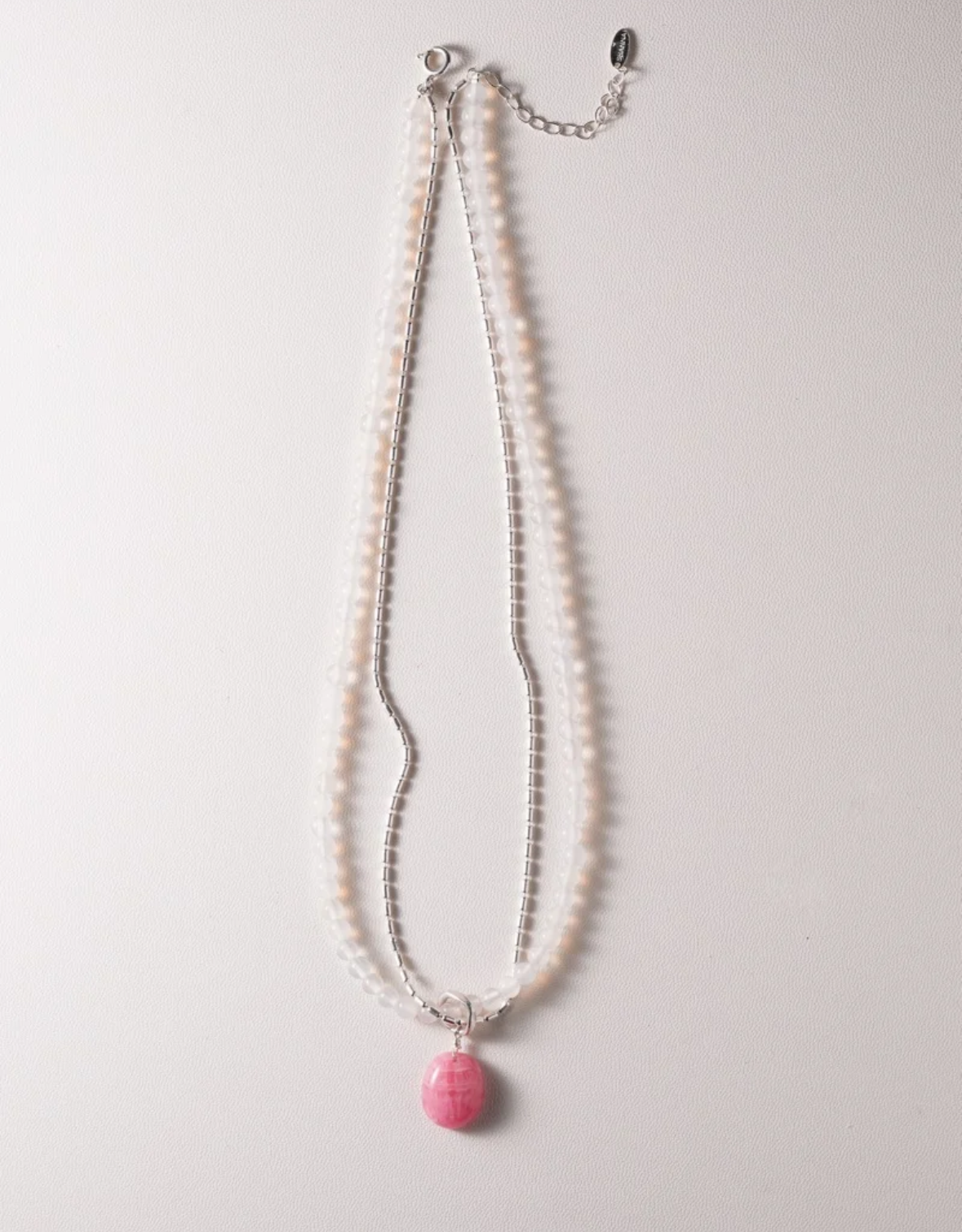January birthstone rhodochrosite layer necklace