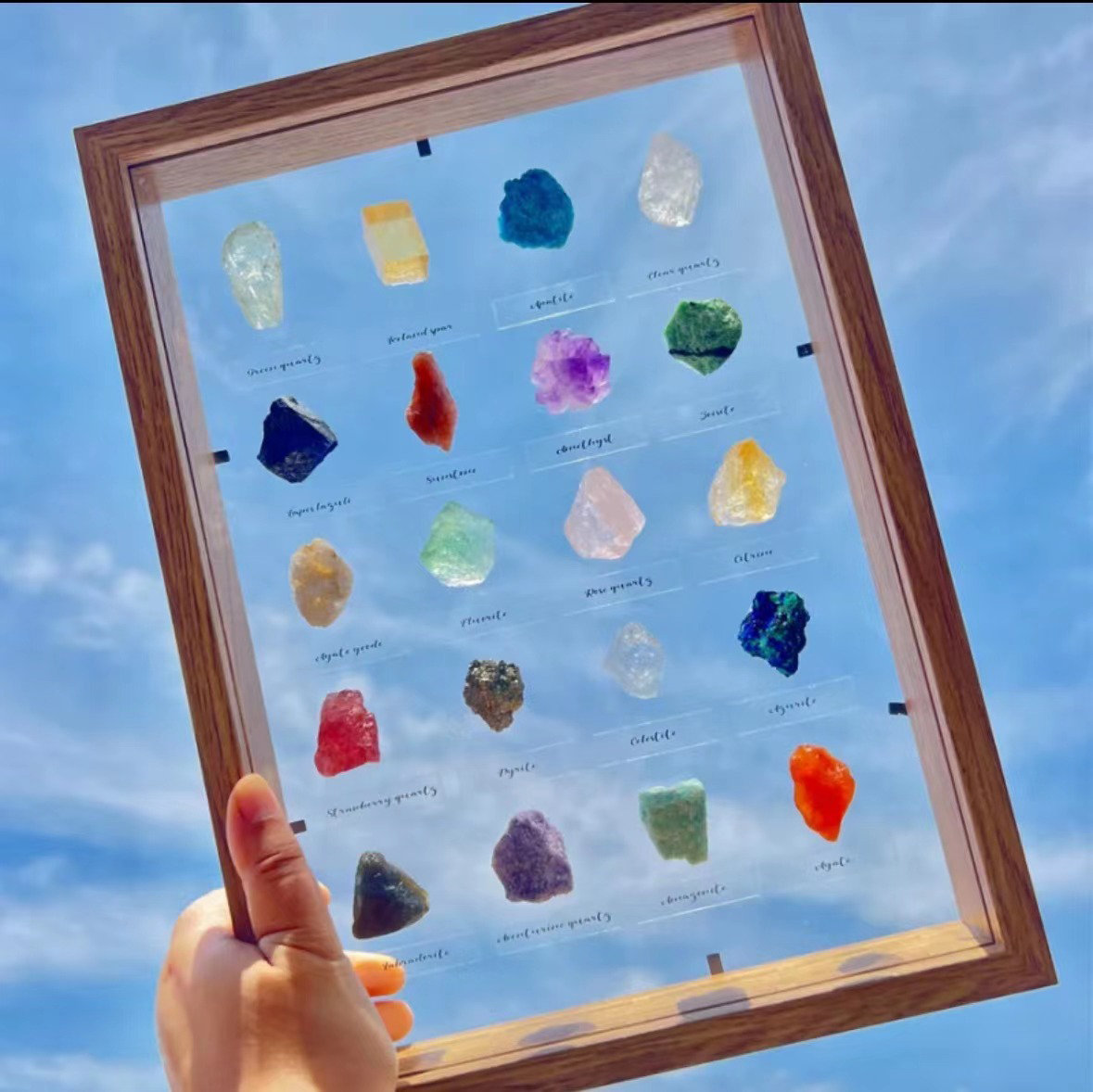 20 kinds of raw gemstone art Frame
