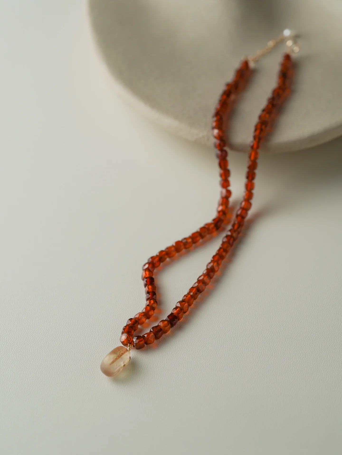 handmade garnet bead necklace