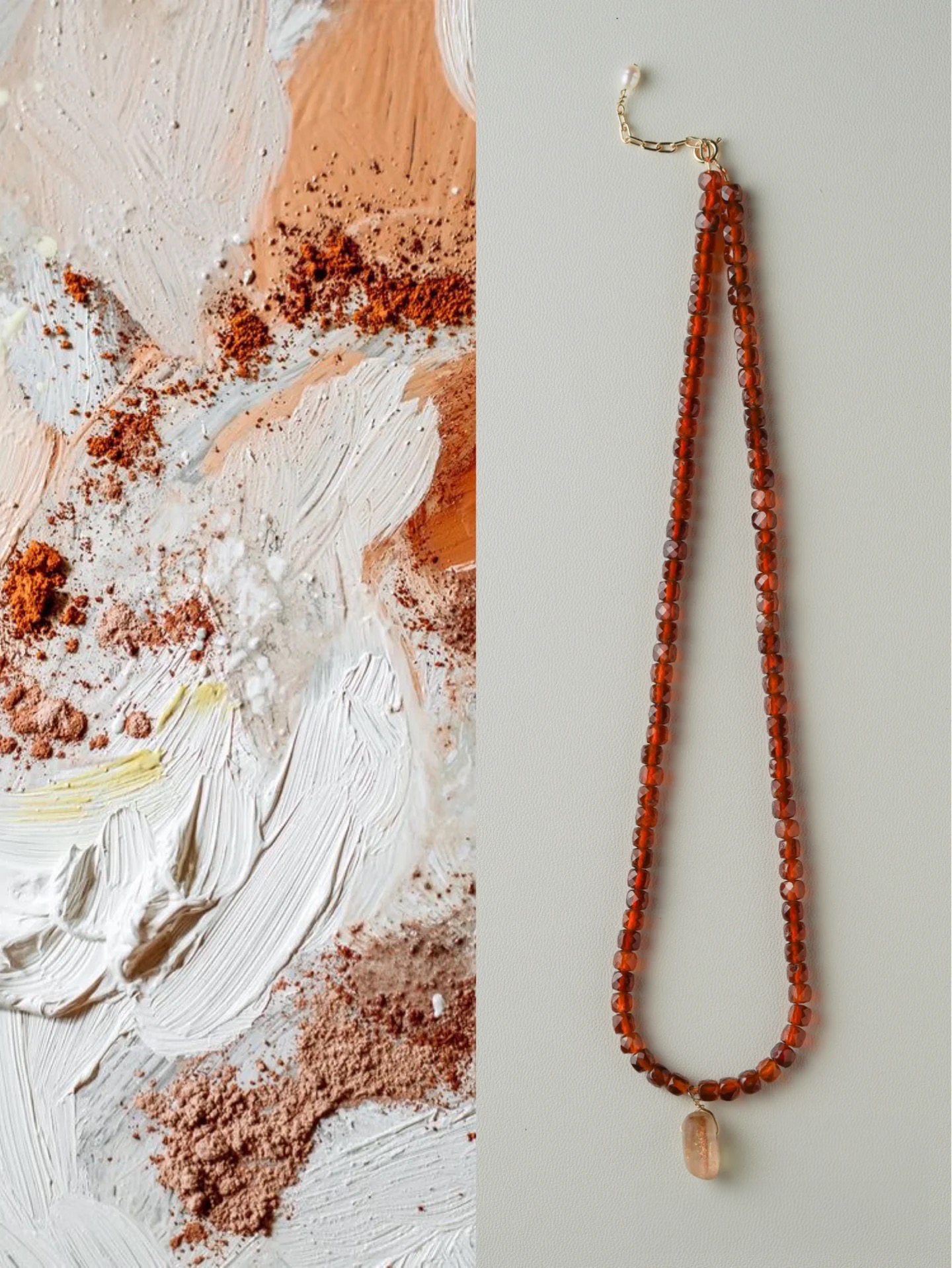 handmade garnet bead nekcklace