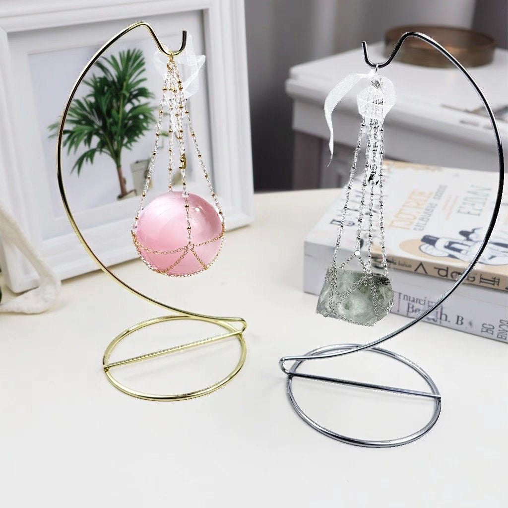 Elegant Crystal Sphere Hanger with Delicate Ribbon Accents