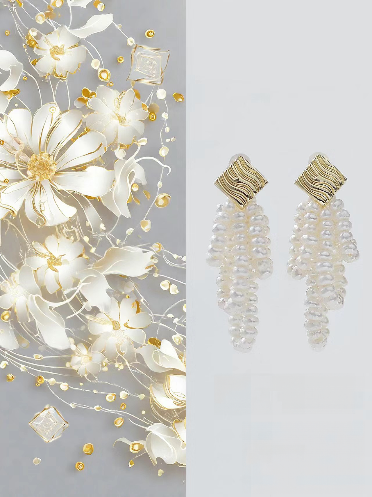 handmade natural pearl earring for party queen