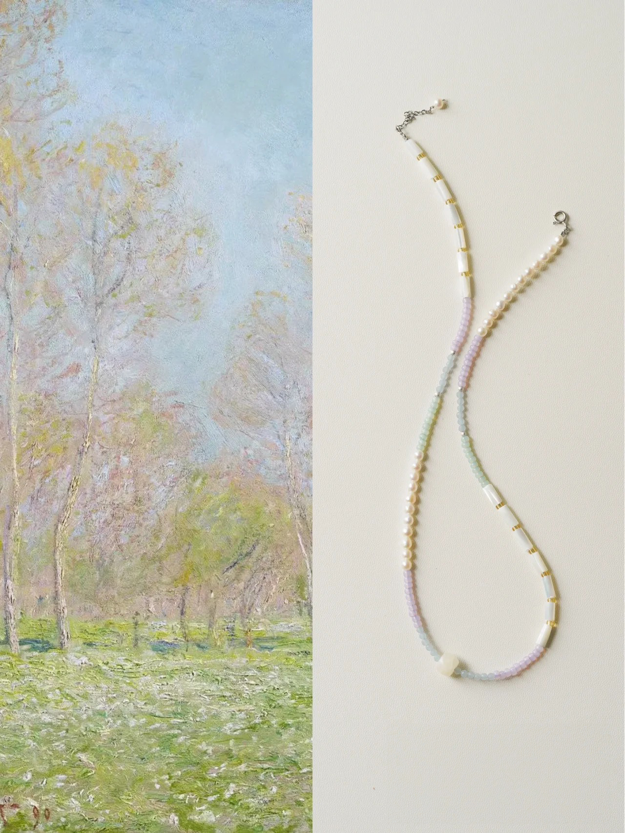 handmade gemstones and pearl necklace
