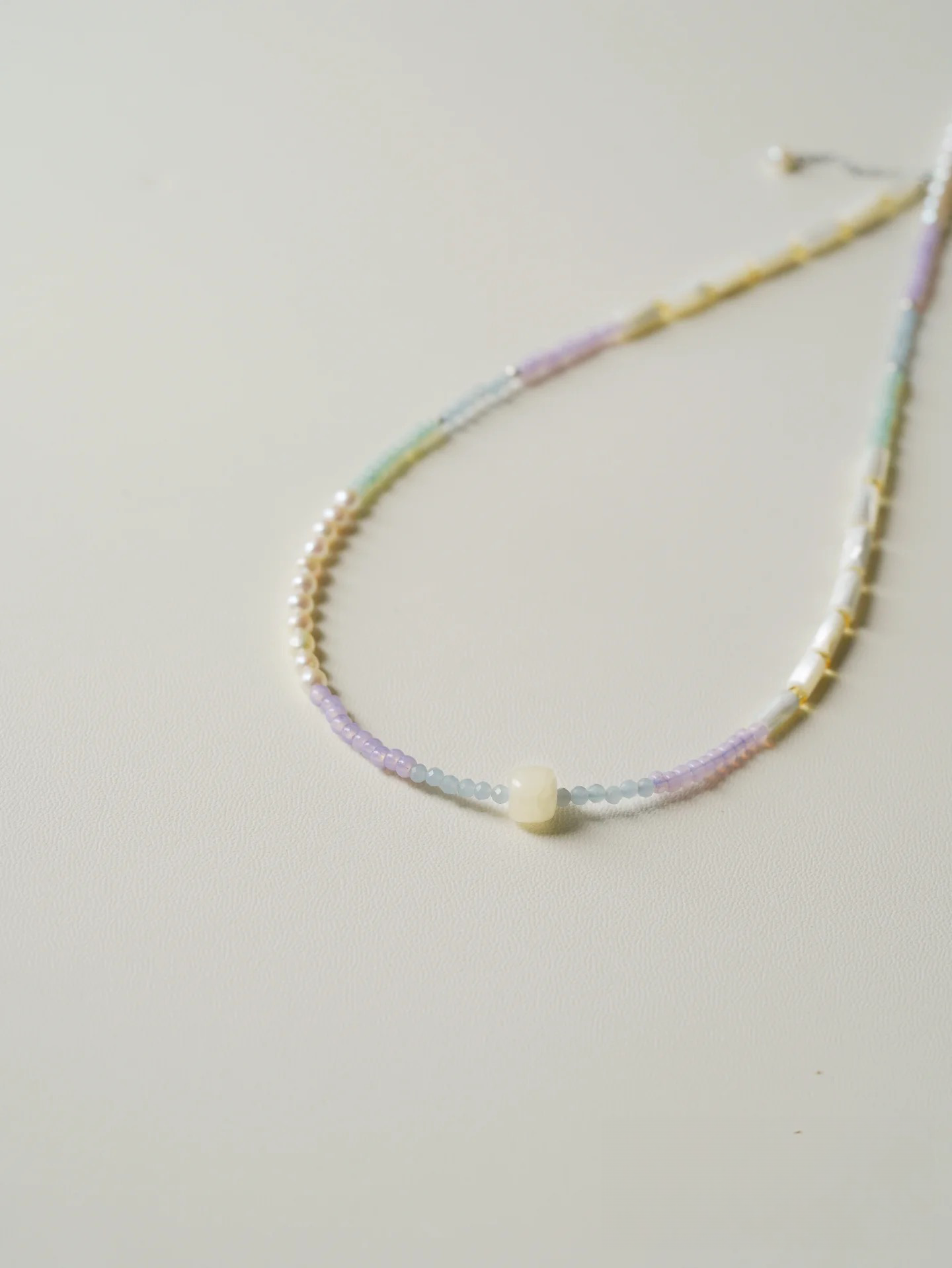 handmade gemstones and pearl shell necklace