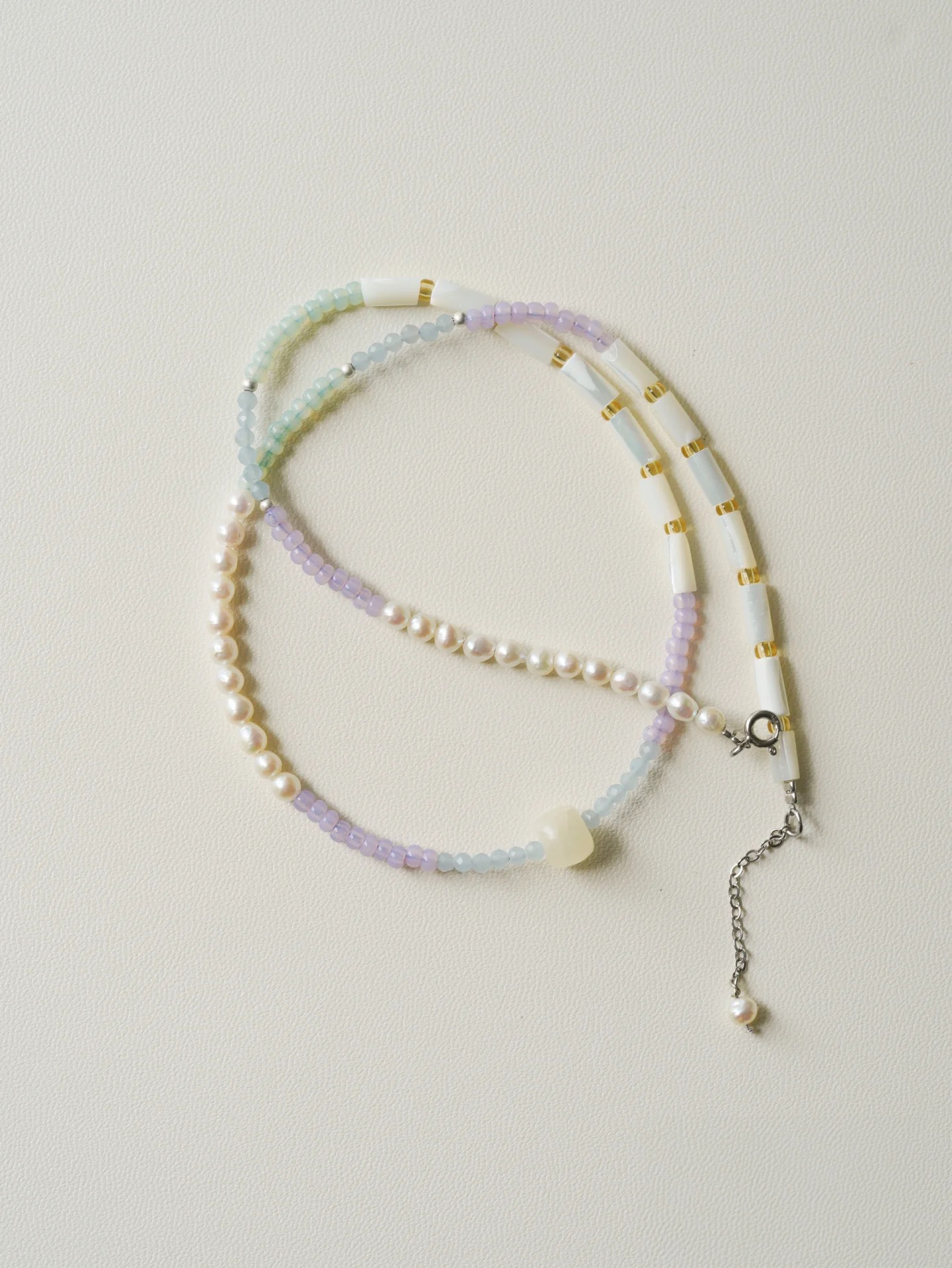 handmade gemstones pearl shell necklace