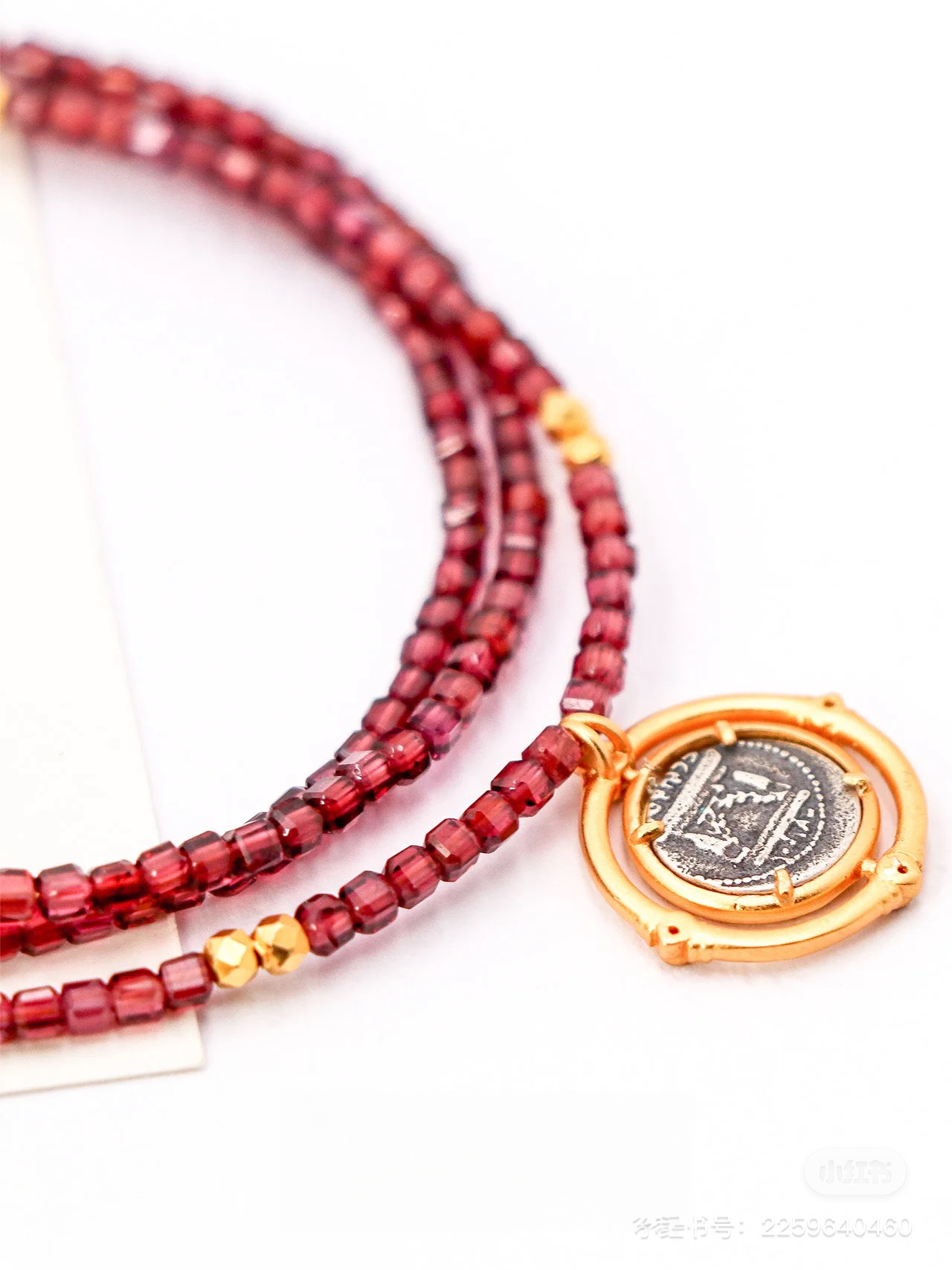 Garnet, 925 sterling silver, handmade jewelry, round classic pendant