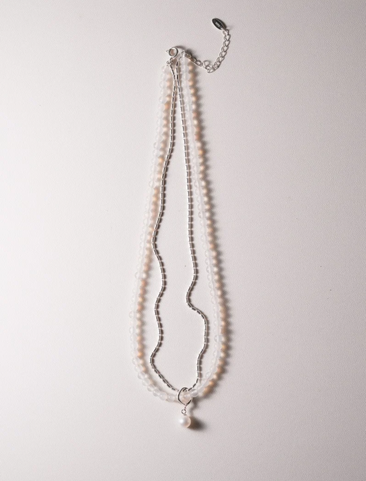 April birthstone pearl layer necklace