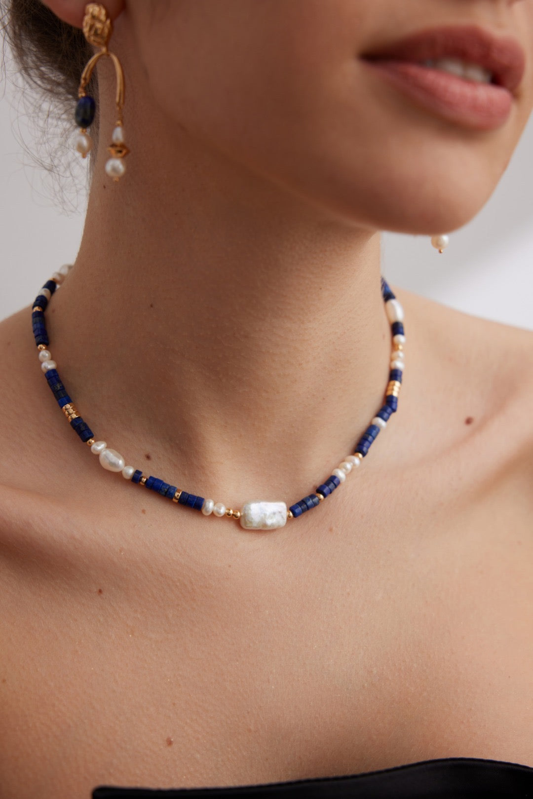 Pearl and Lapis Lazuli Necklace