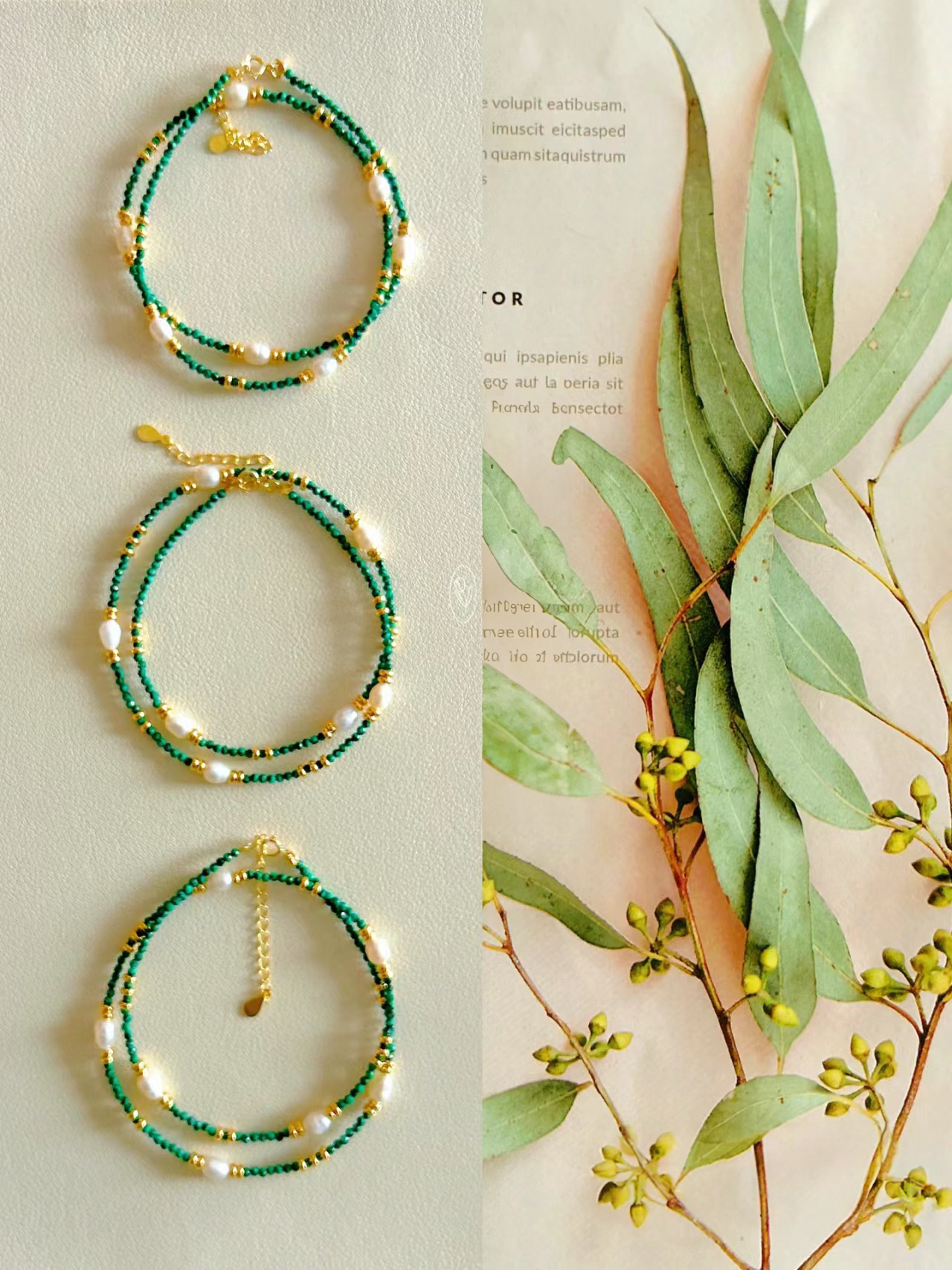 Malachite Pearl Necklace