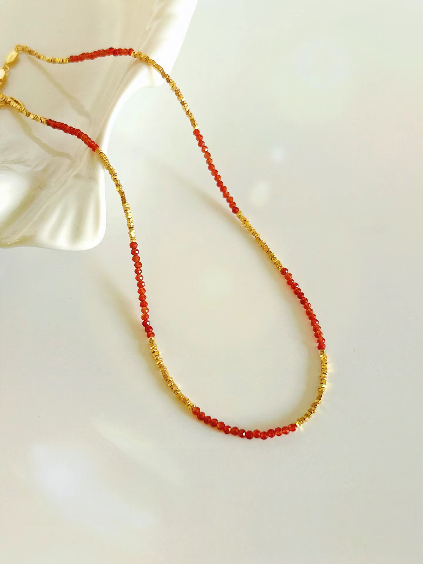 Red agate, 22K gold plating,925ssterling silver