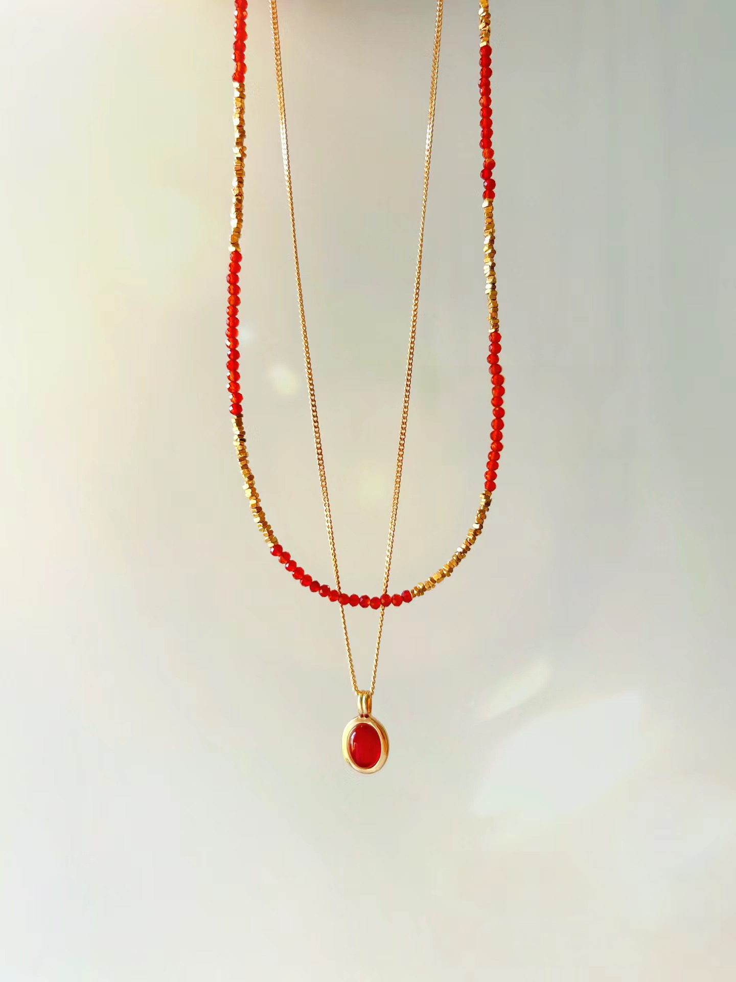 Red agate, 22K gold plating,925ssterling silver
