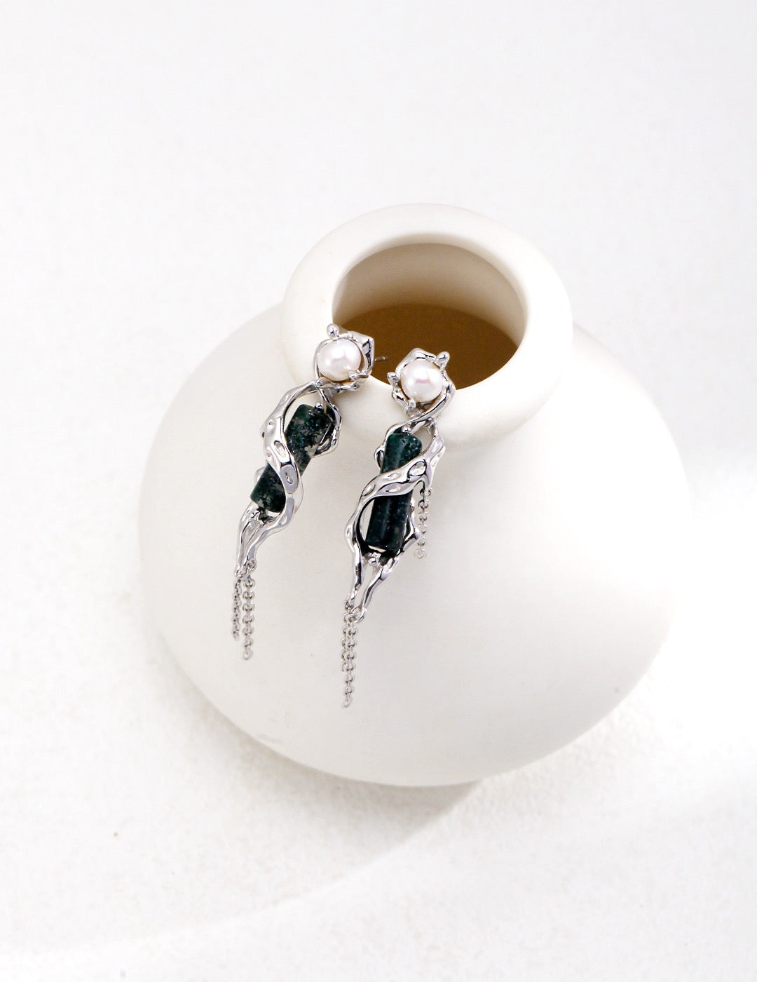 Mystic Jellyfish Moss Agate Earrings