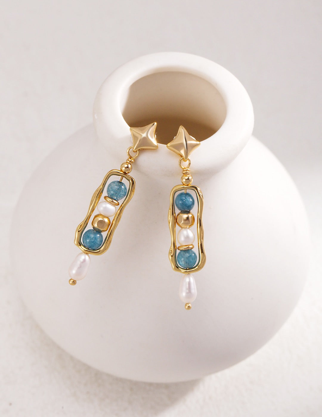 Serene Seafoam Amazonite & Pearl Earrings