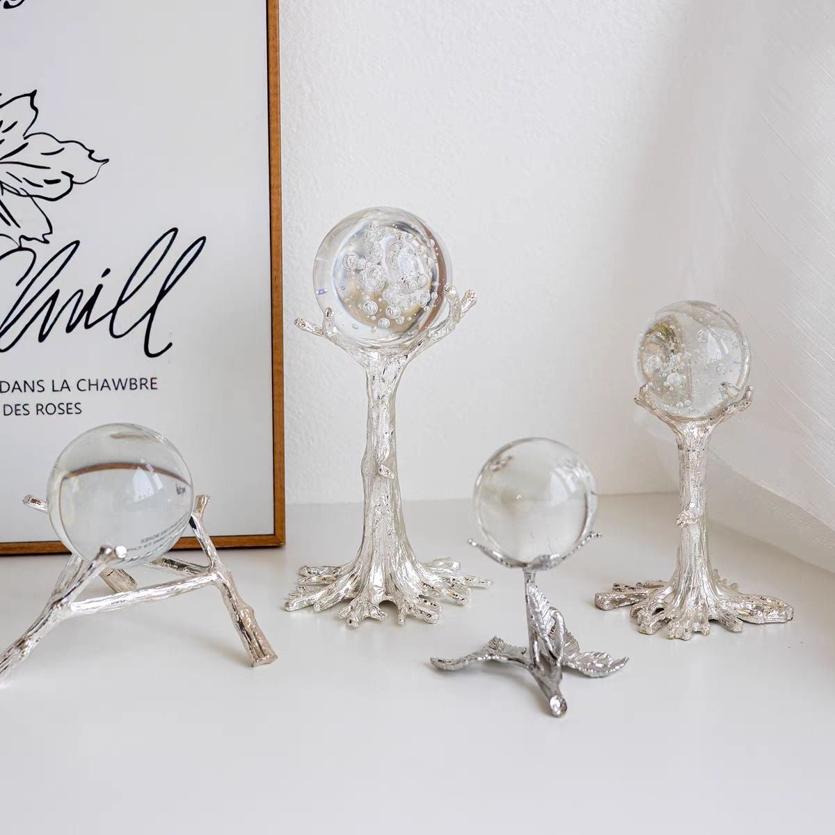 crystal sphere holder tree shape