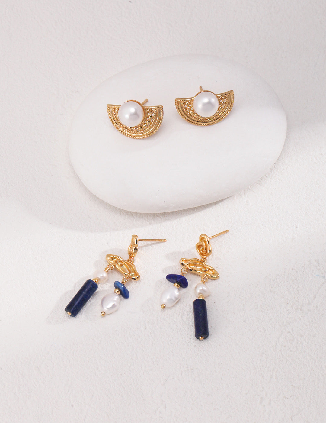 Lapis Lazuli and Baroque Pearl Earrings