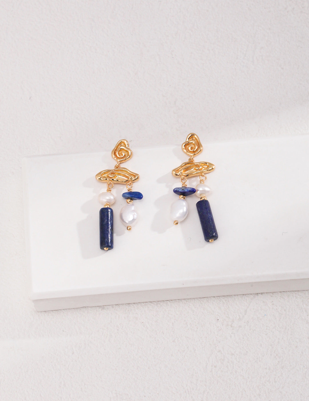 Lapis Lazuli and Baroque Pearl Earrings