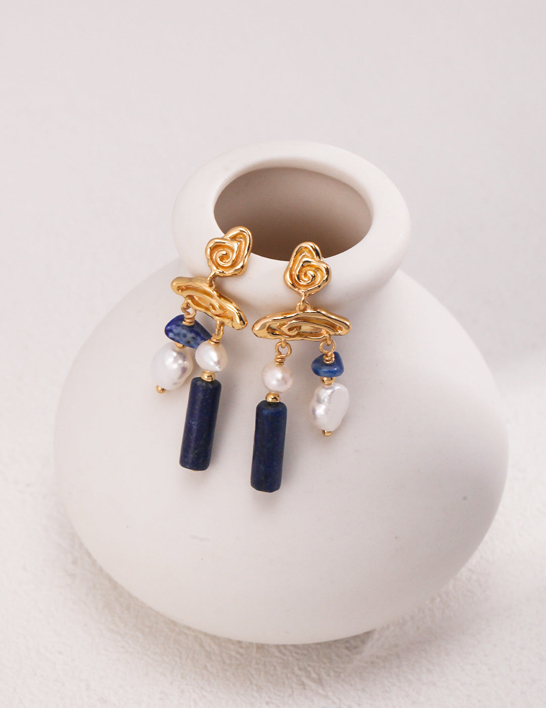 Lapis Lazuli and Baroque Pearl Earrings