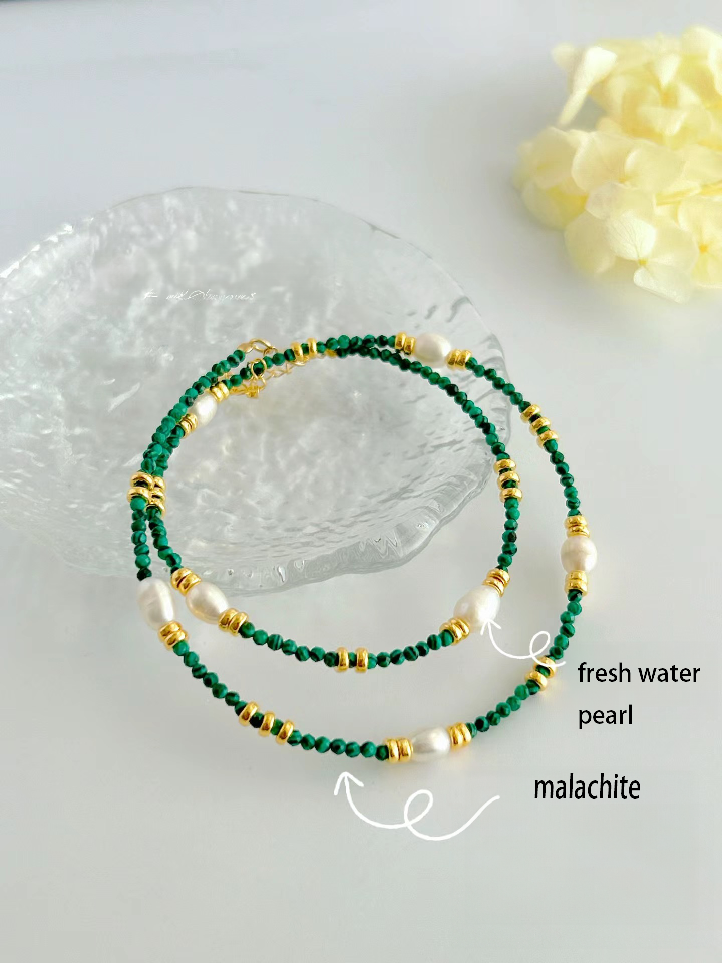 Verdant Luster Malachite Pearl Necklace