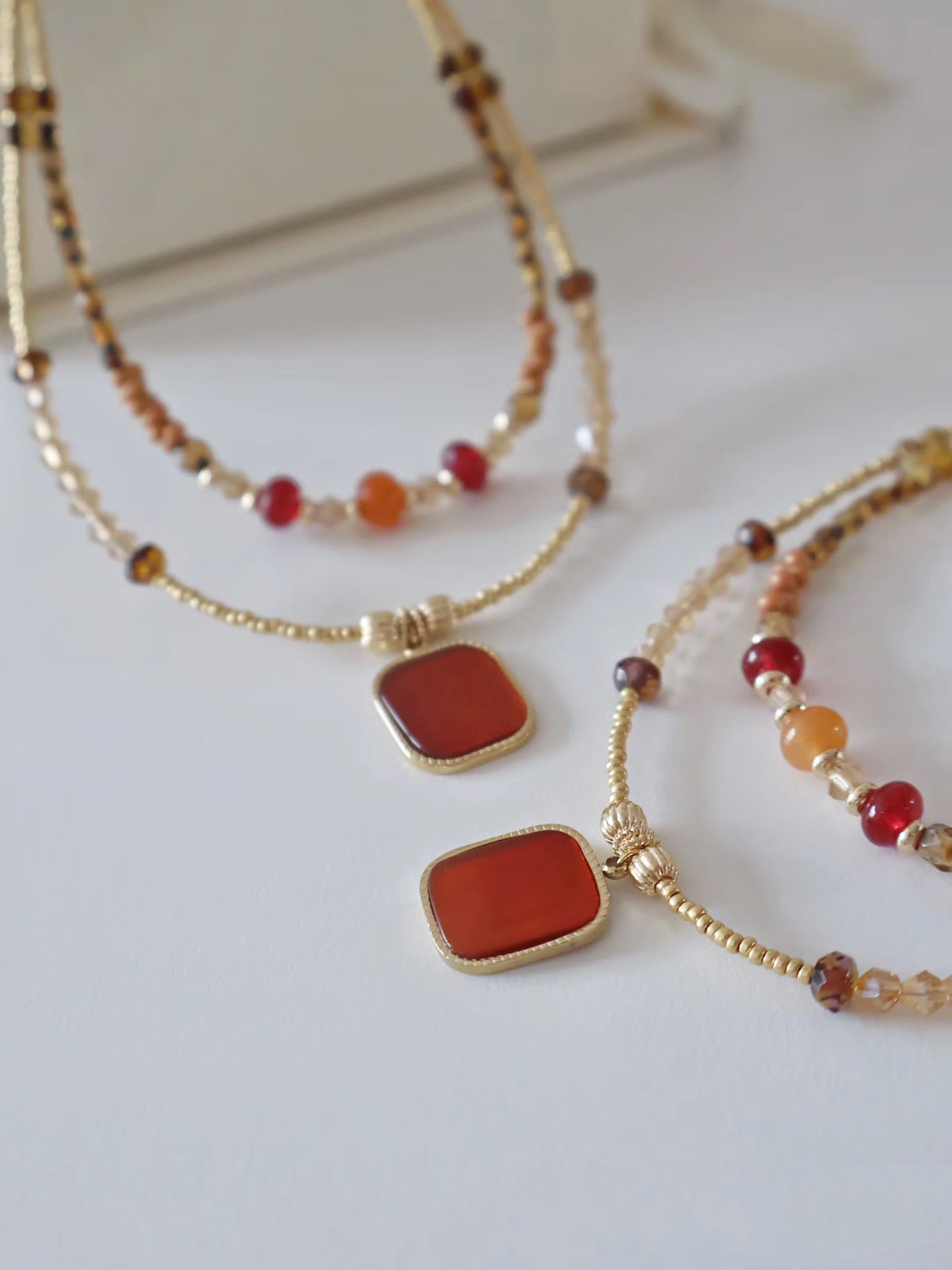 Lapis Lazuli, Blue sandstone, red agate, Kyanite, Gold vermeil on silver, Cat's eye, Bead,old money style