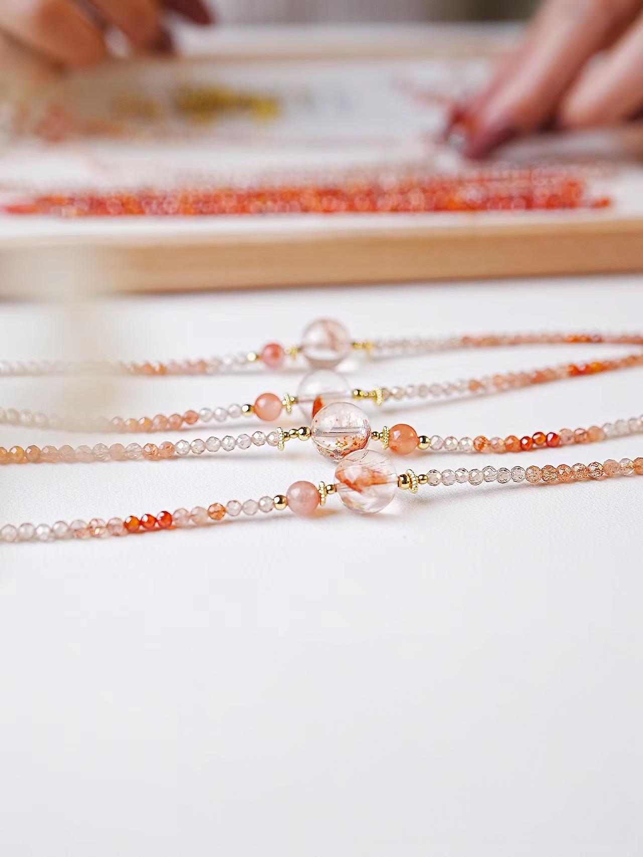 Radiant Blaze Sunstone & Fire Quartz Necklace